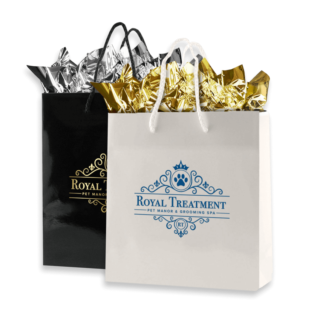 Small business handbag promotional products with Royal Treatment Pet Manor & Grooming Spa logo.